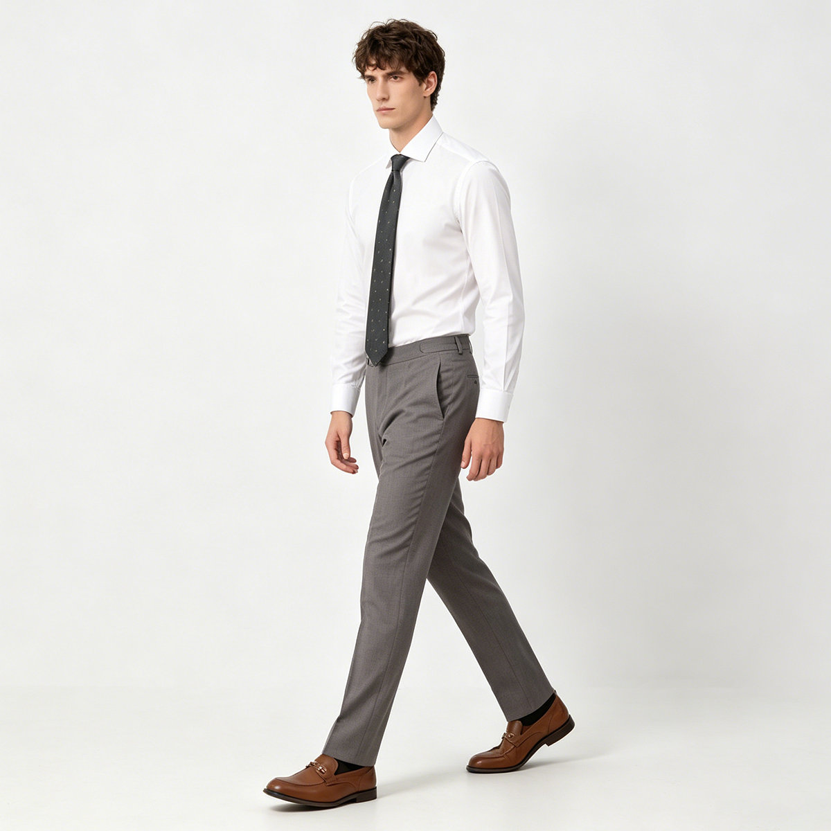 Grey Cool‑Effect Pure‑Wool Spring High End Commute Two‑Piece Suit