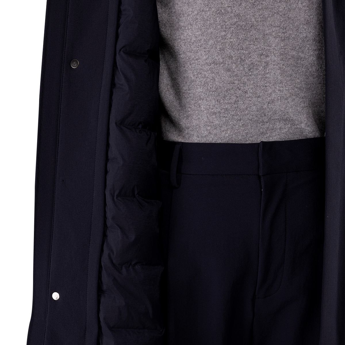 Navy PA‑Elastane Two‑Piece Trench Coat