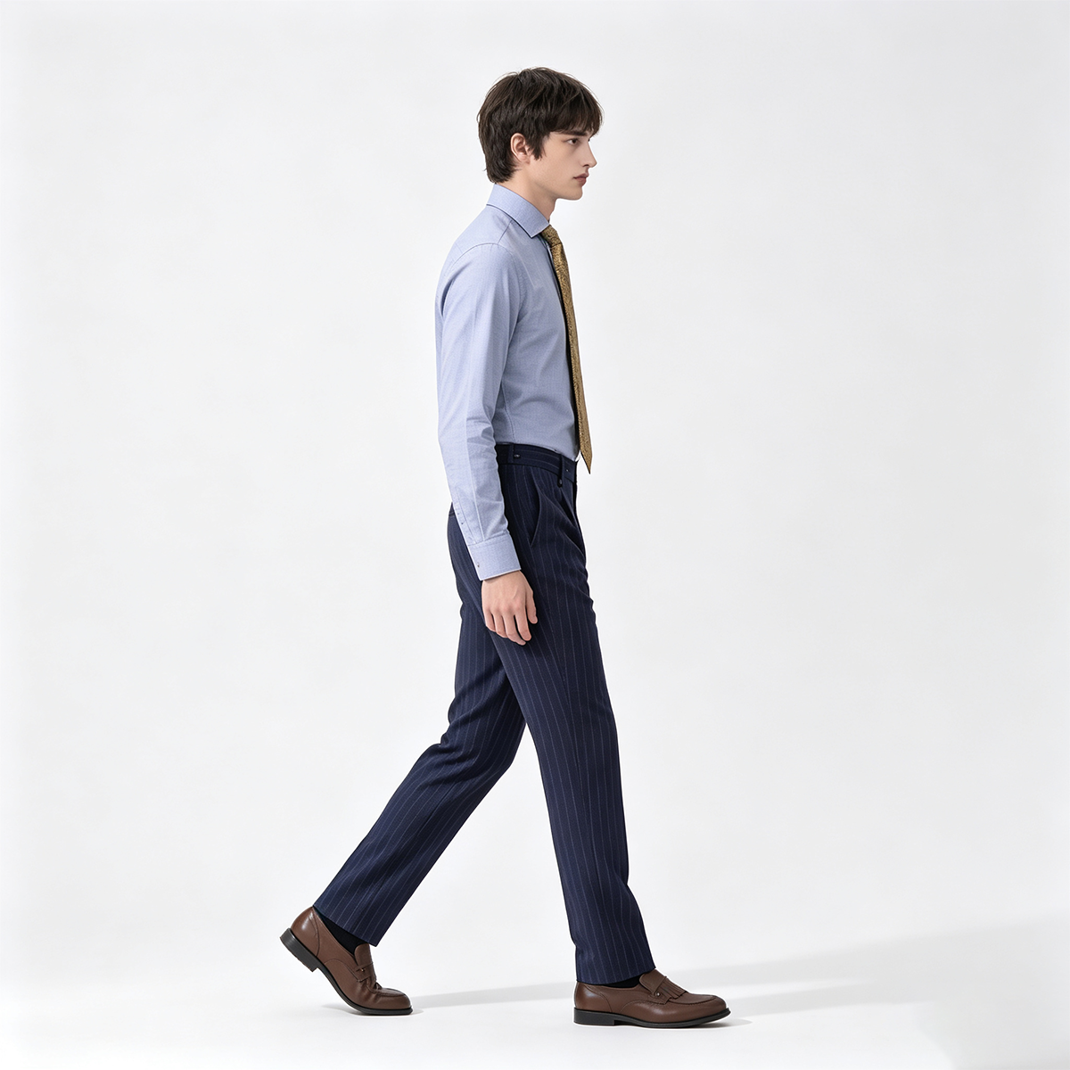Gray Wool Half‑Canvas Double‑Breasted Two‑Piece Suit