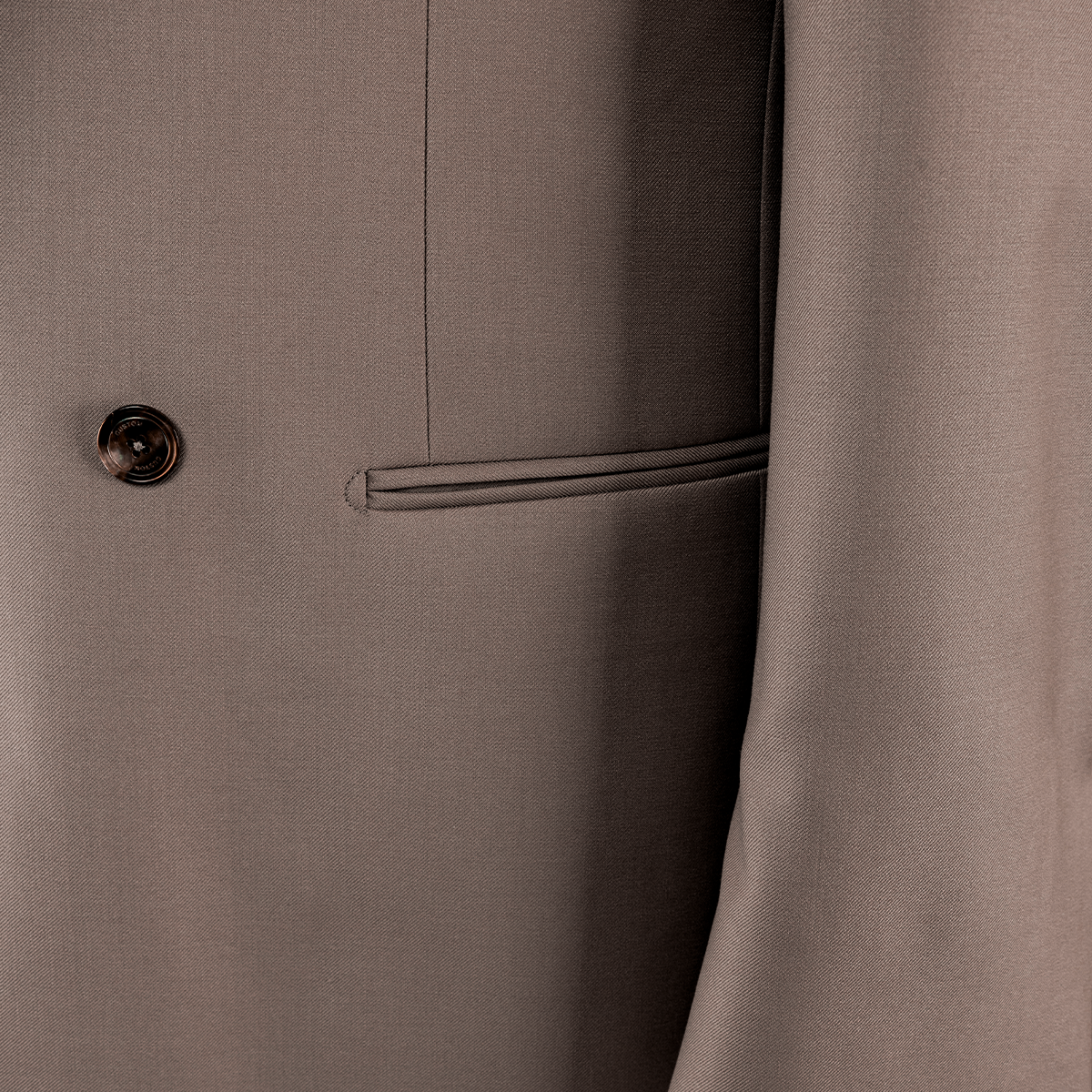 Gray Wool‑Polyester Half‑Canvas Double‑Breasted Two‑Piece Suit