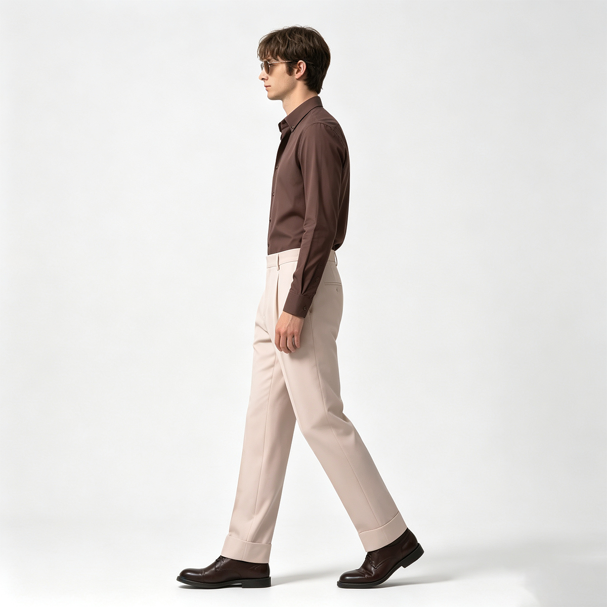 Gray Wool‑Polyester Half‑Canvas Double‑Breasted Two‑Piece Suit
