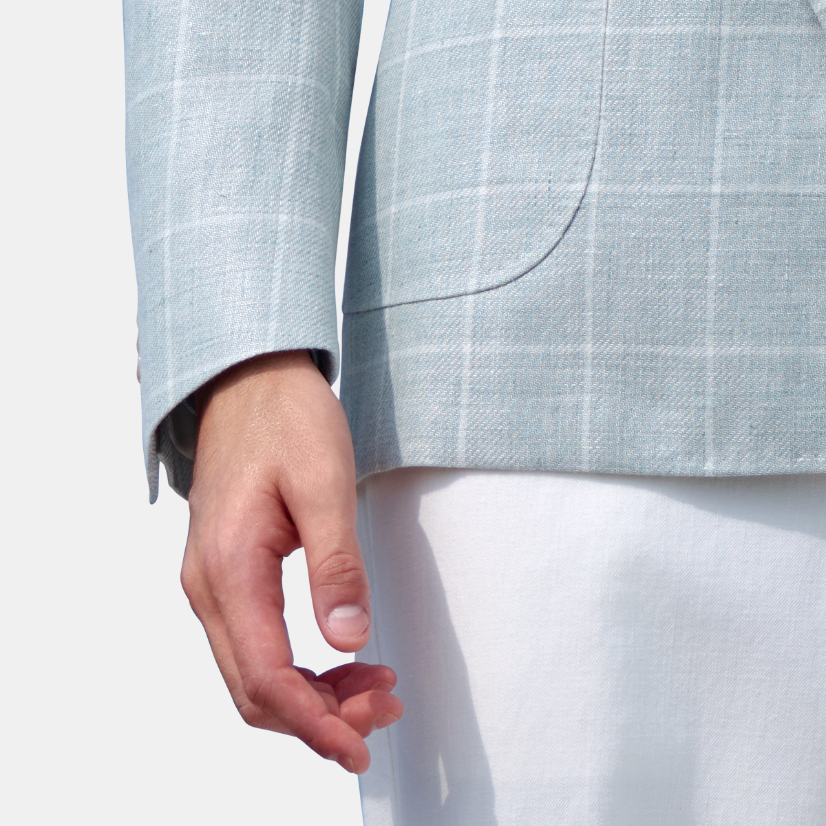 Mint Green Linen‑Wool Half‑Canvas Italian‑Commute Blazer