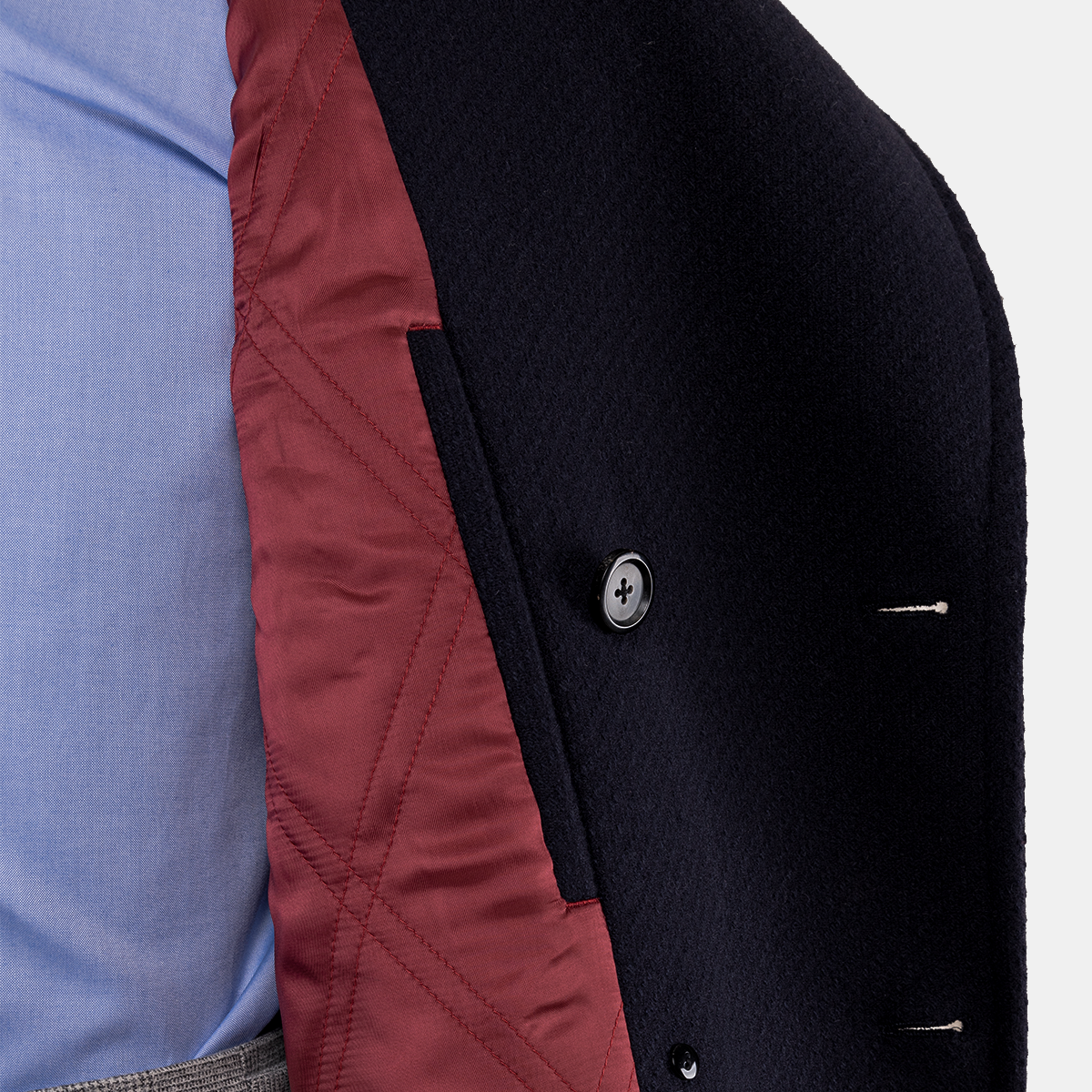 Navy Wool‑Polyester‑Modacrylic 6x3 Double‑Breasted Fused Blazer