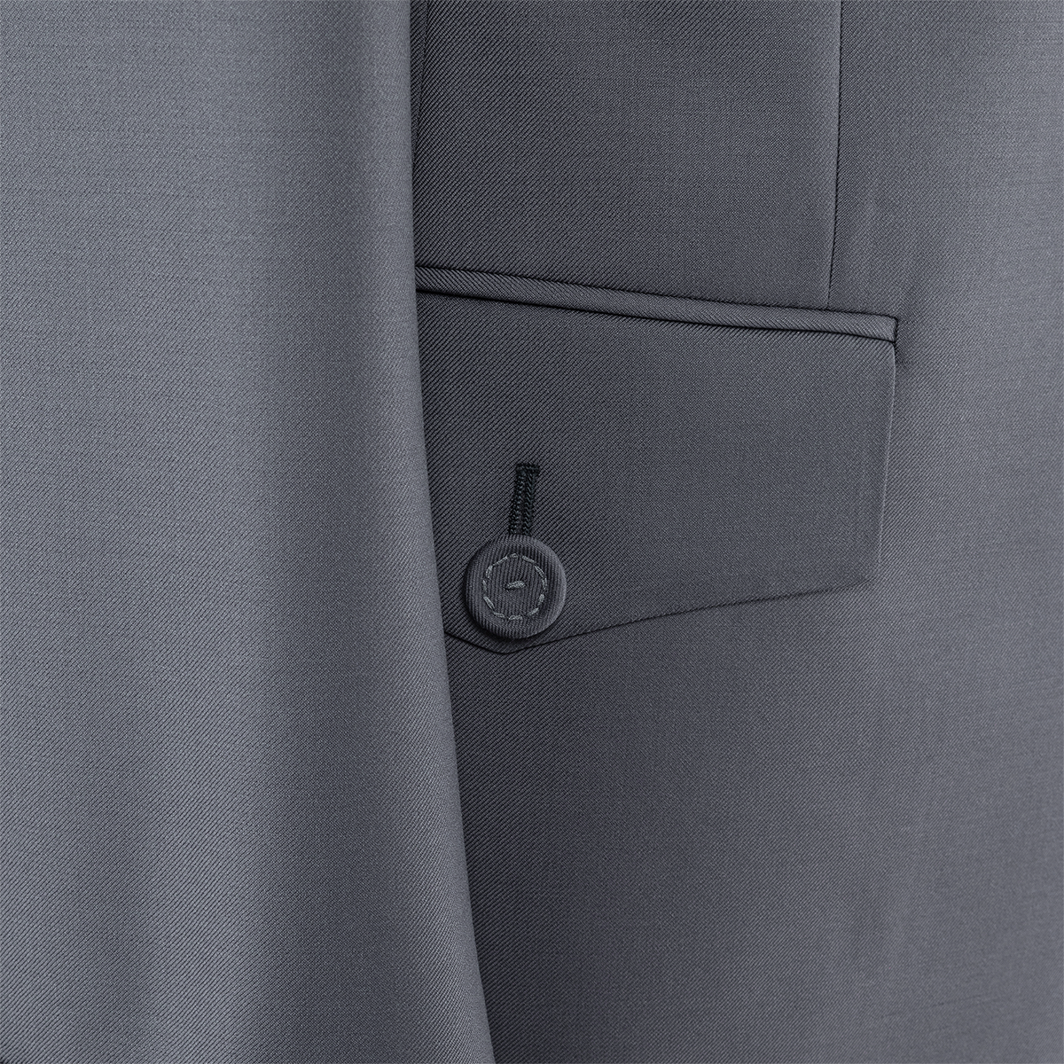 Gray Wool‑Polyester Fused Single‑Breasted Two‑Piece Suit
