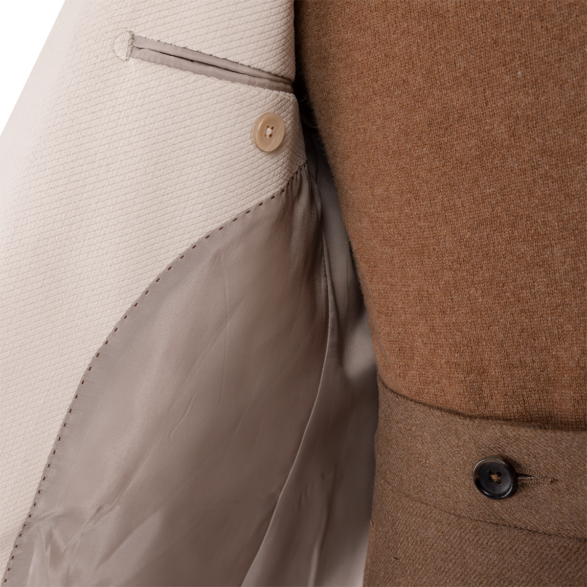 White Polyester Ultra‑Thin Half‑Canvas Single‑Breasted Blazer