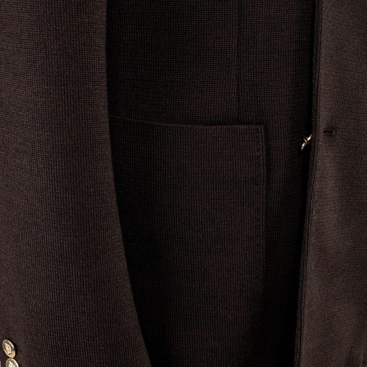 Dark Brown Polyester‑Wool‑Polyamide Fused Double‑Breasted Blazer