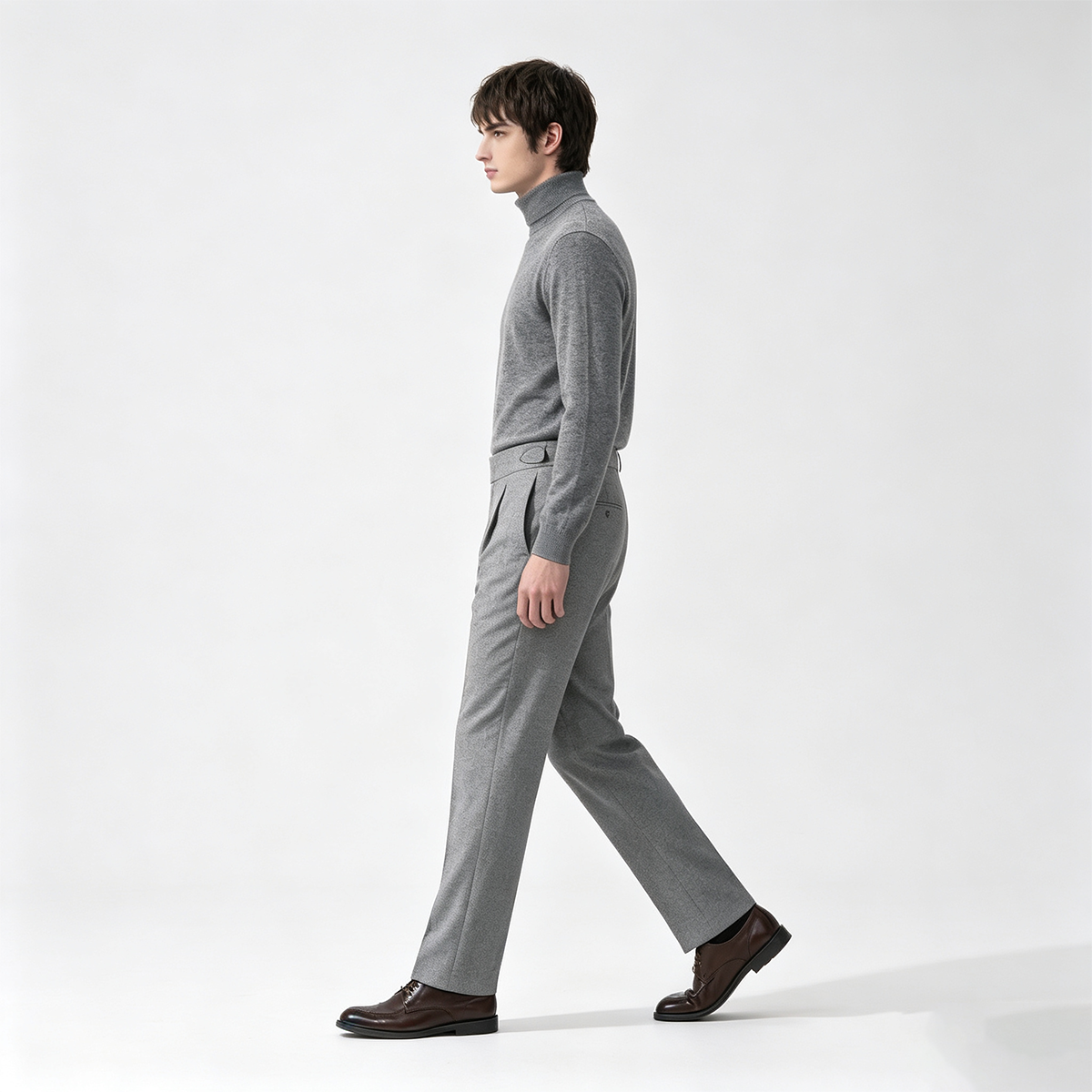 Gray Wool Half‑Canvas Double‑Breasted Two‑Piece Suit