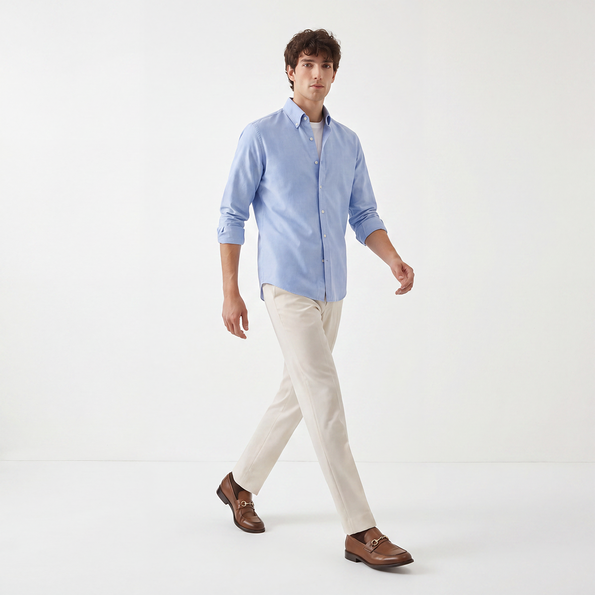 Blue Frog‑Button Stand‑Collar New‑Chinese Wedding Men's Shirt