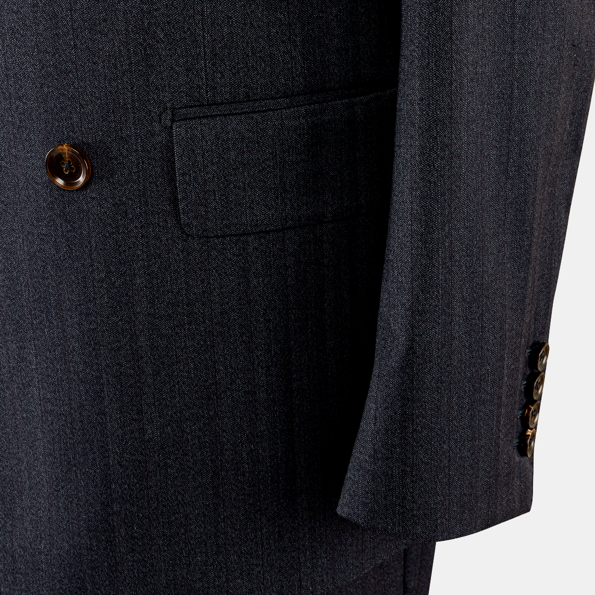 Navy Wool‑Polyester‑Elastane Double‑Breasted Two‑Piece Suit