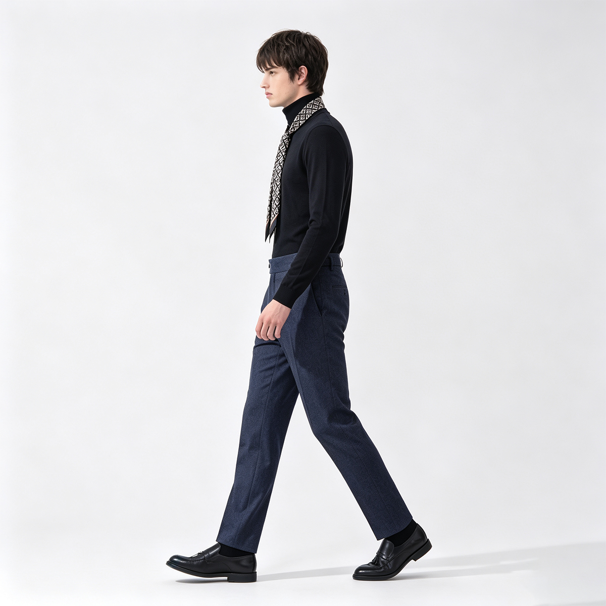 Navy Wool Half‑Canvas Single‑Breasted Two‑Piece Suit