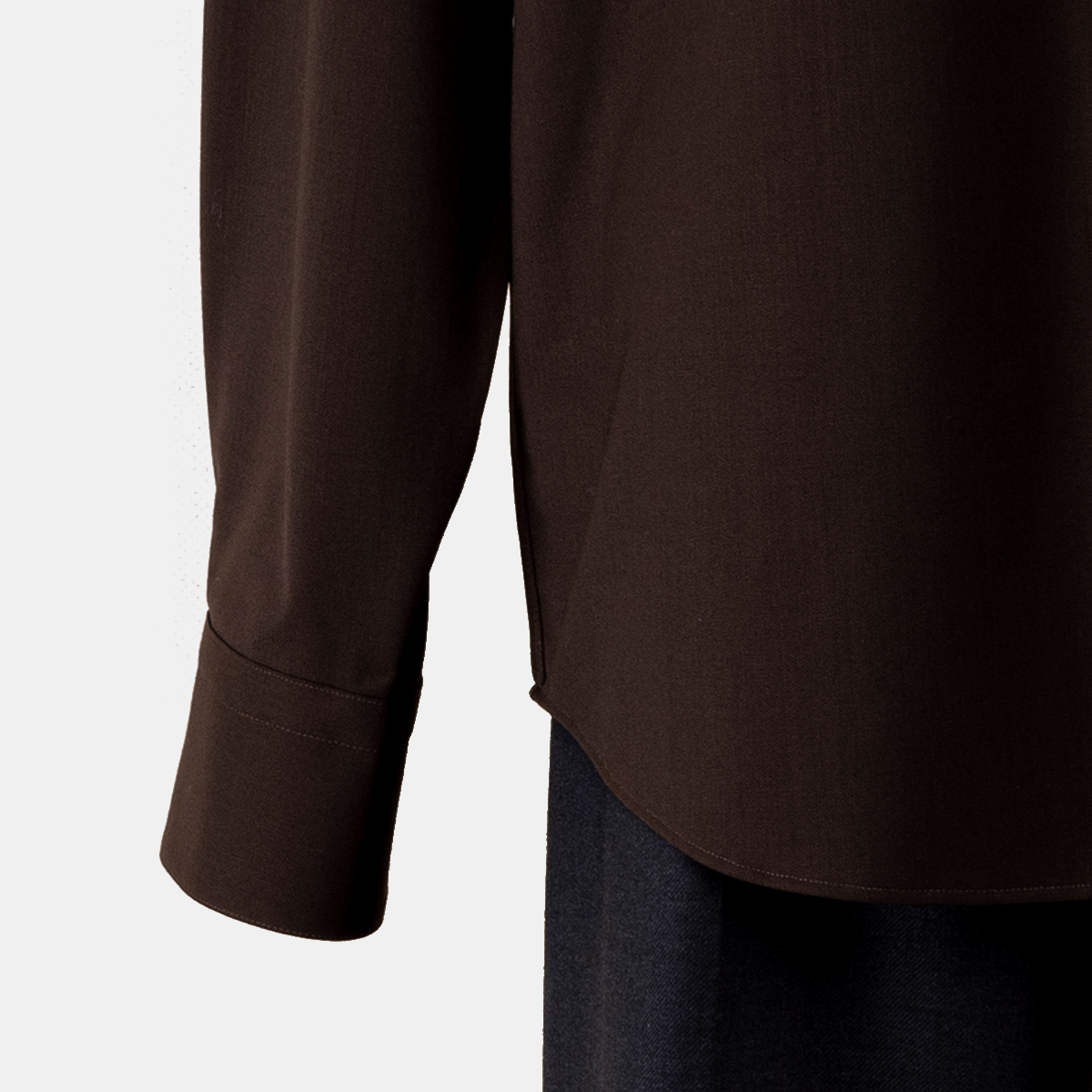Dark Brown 5‑Button 7cm Point Collar Shirt