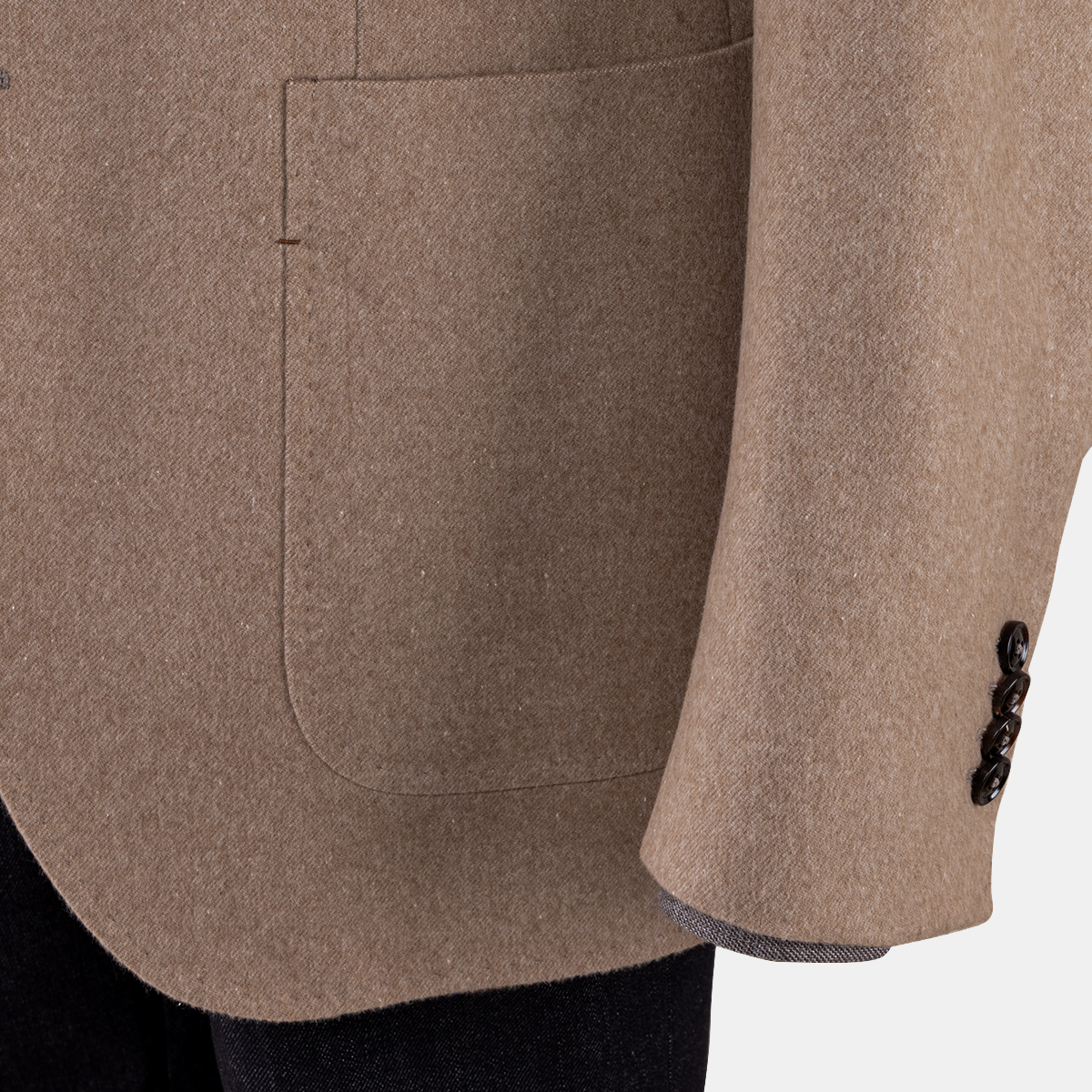 Light Camel Wool‑Silk Half‑Canvas Single‑Breasted Blazer