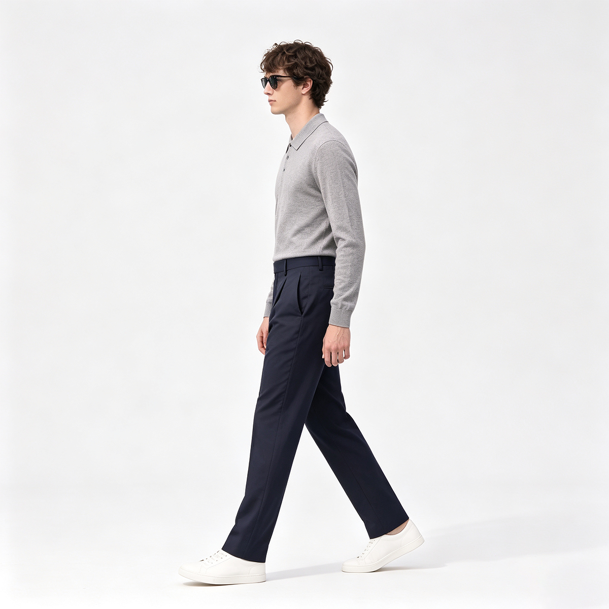 Navy PA‑Elastane Two‑Piece Trench Coat