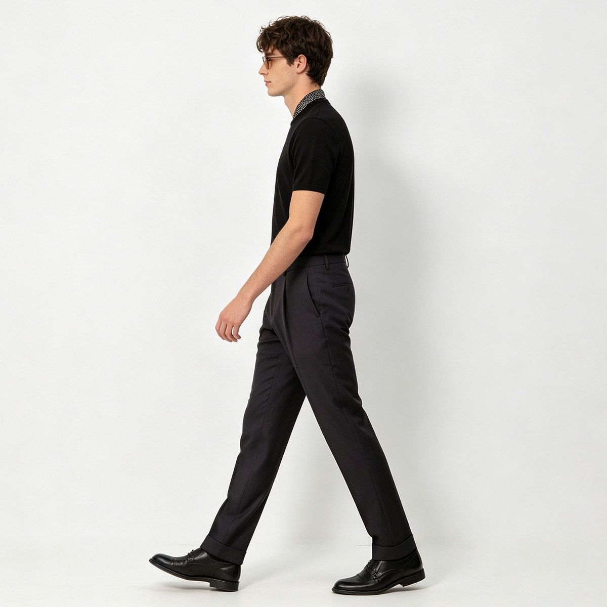 Black Low‑Gorge Peak‑Lapel Pure‑Wool Formal Business Two‑Piece Suit