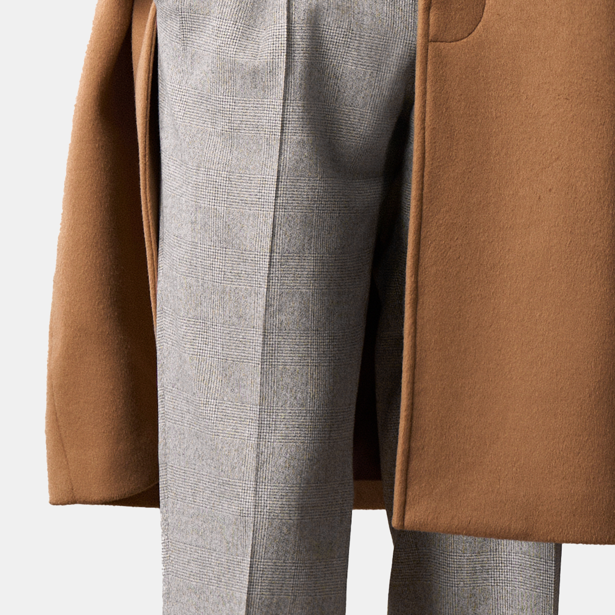 Brown Wool Fused 4‑Button Hidden‑Placket Single‑Breasted Overcoat