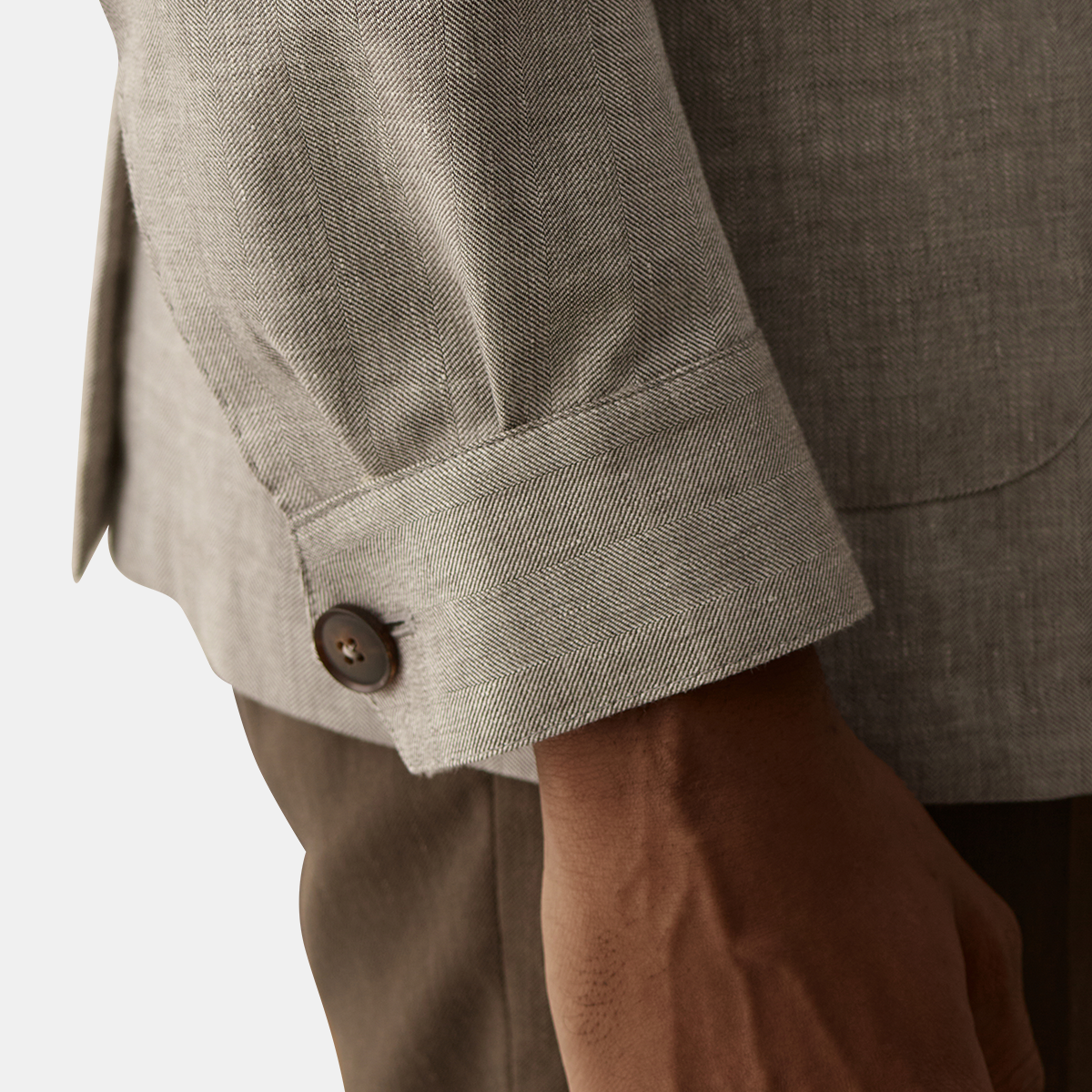 Grey Linen Wool Blend Slim Fit Single Breasted Blazer