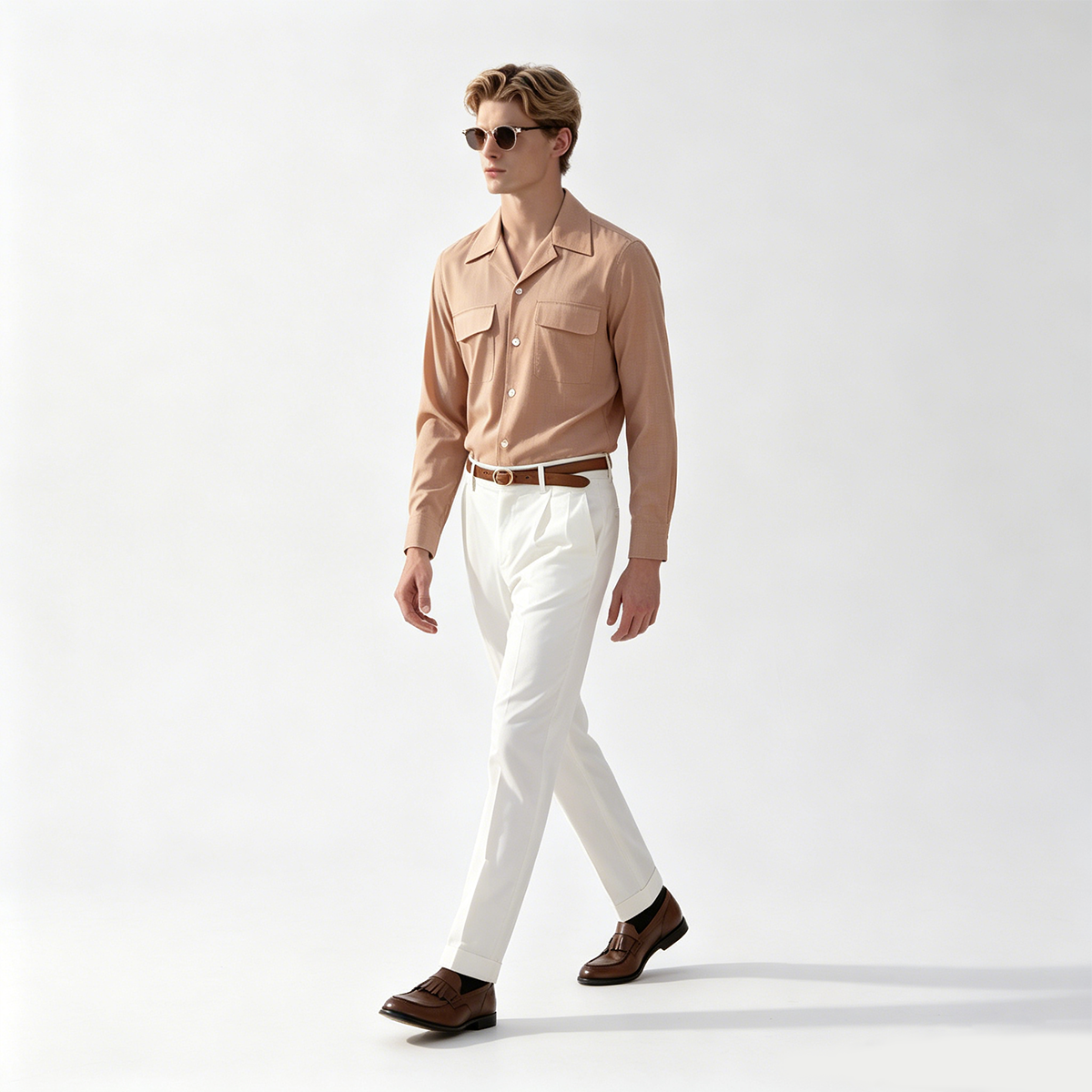 Red Wool‑Viscose Printed Cuban‑Collar Italian Shirt