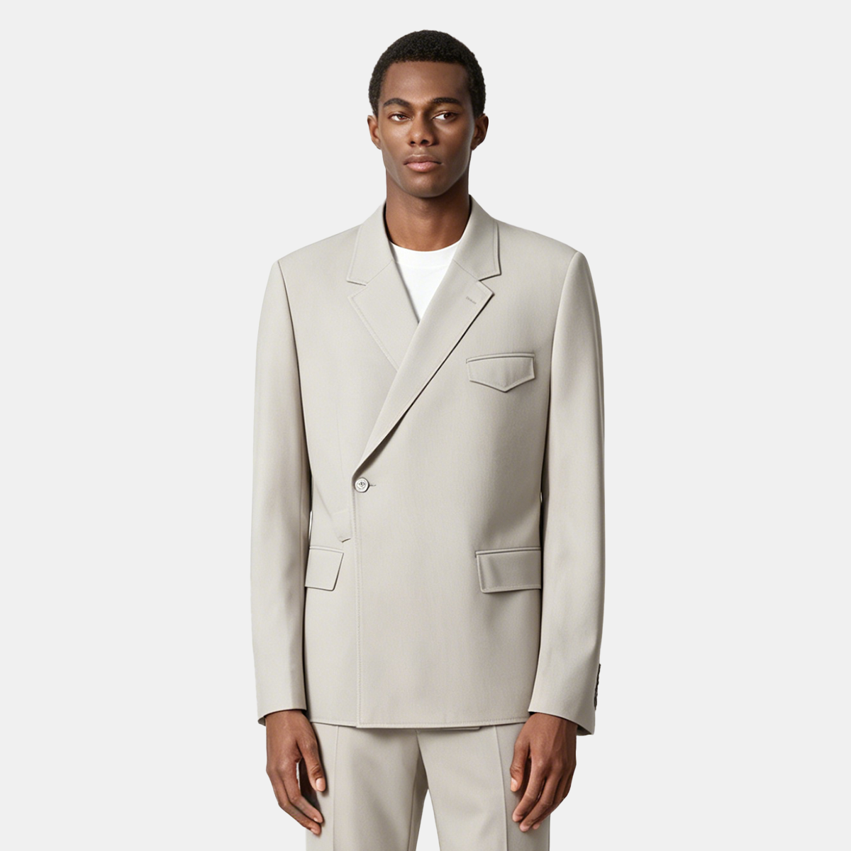 Grey Cool‑Series Pure‑Wool Fused Wedding Two‑Piece Suit