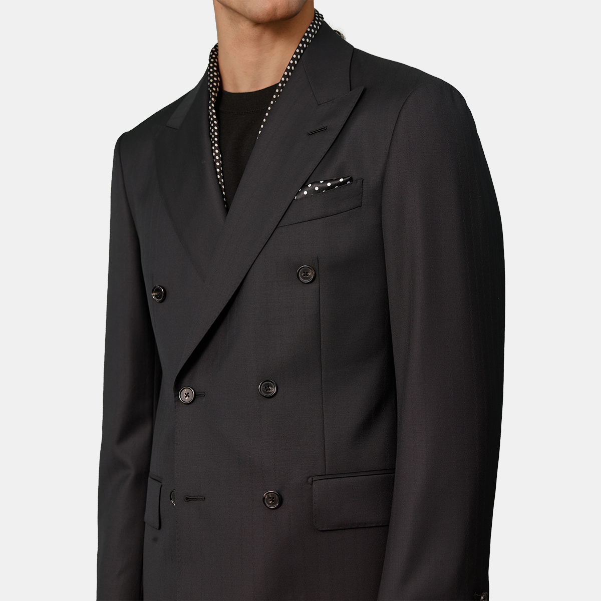 Black Low‑Gorge Peak‑Lapel Pure‑Wool Formal Business Two‑Piece Suit