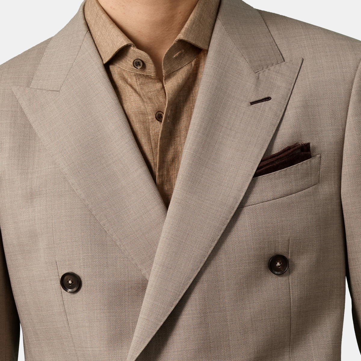 Grey VBC Herringbone Virgin‑Wool Half‑Canvas Two‑Piece Suit