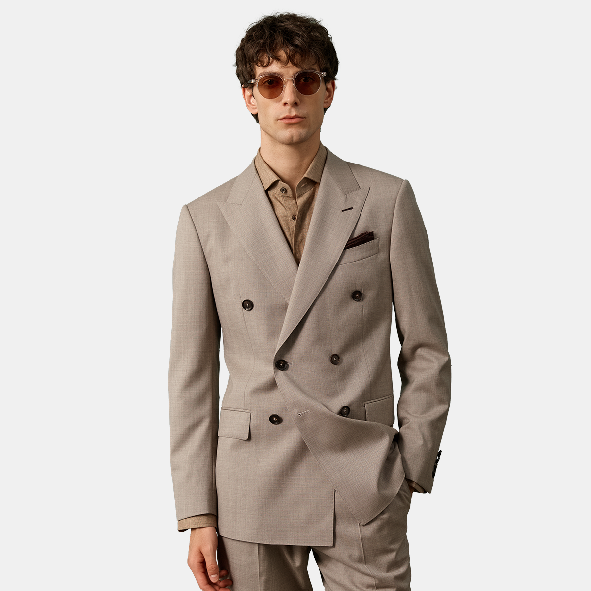 Grey VBC Herringbone Virgin‑Wool Half‑Canvas Two‑Piece Suit