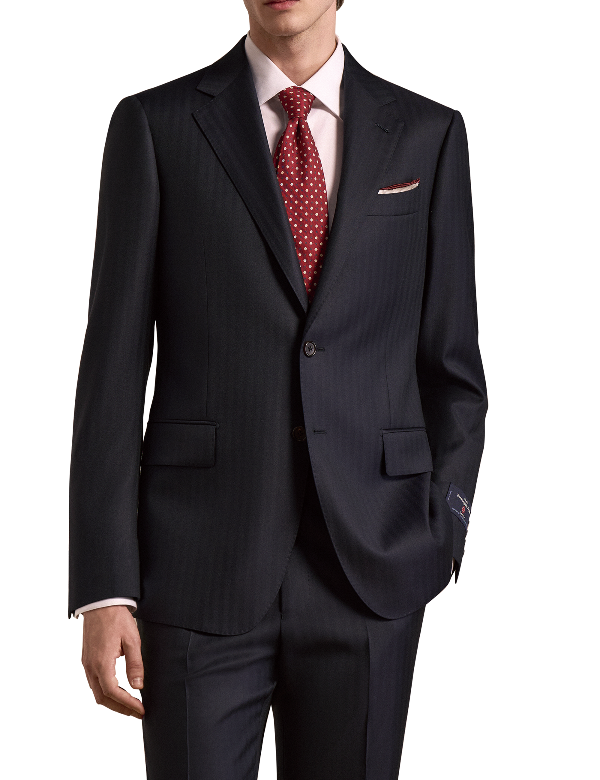 Navy Striped All‑Wool Single‑Breasted Two‑Piece Suit