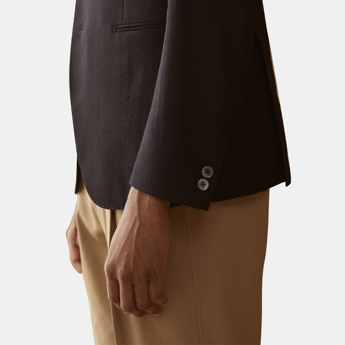 Black Herringbone Blazer | Classic Single-Breasted Suit Jacket