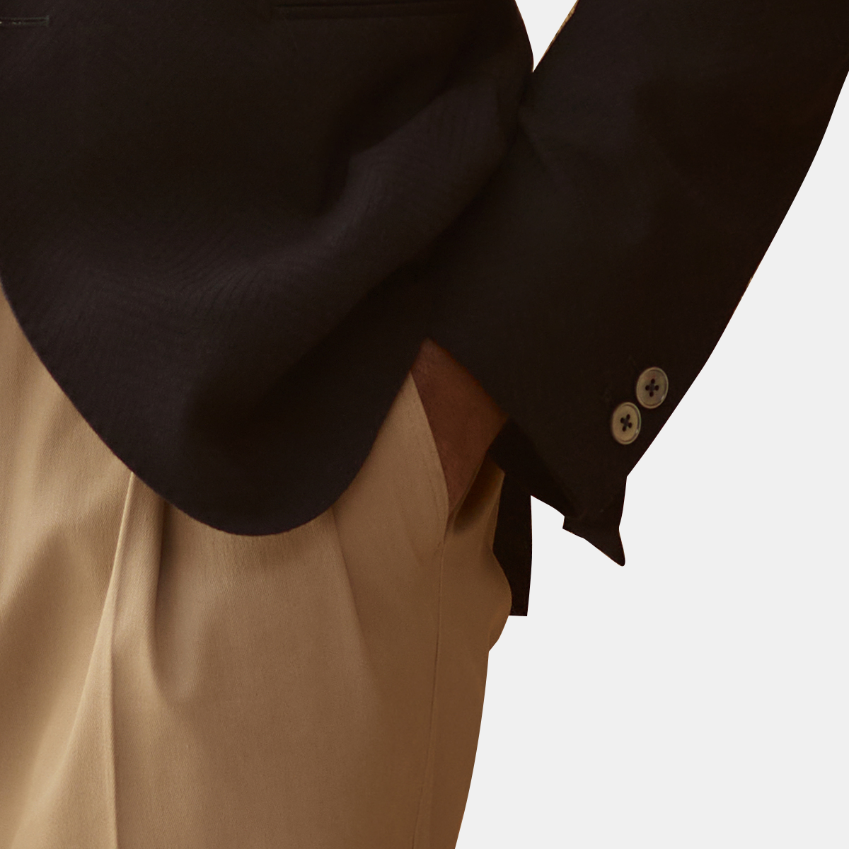 Black Herringbone Blazer | Classic Single-Breasted Suit Jacket
